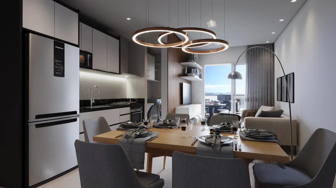 Living integrado e varanda gourmet